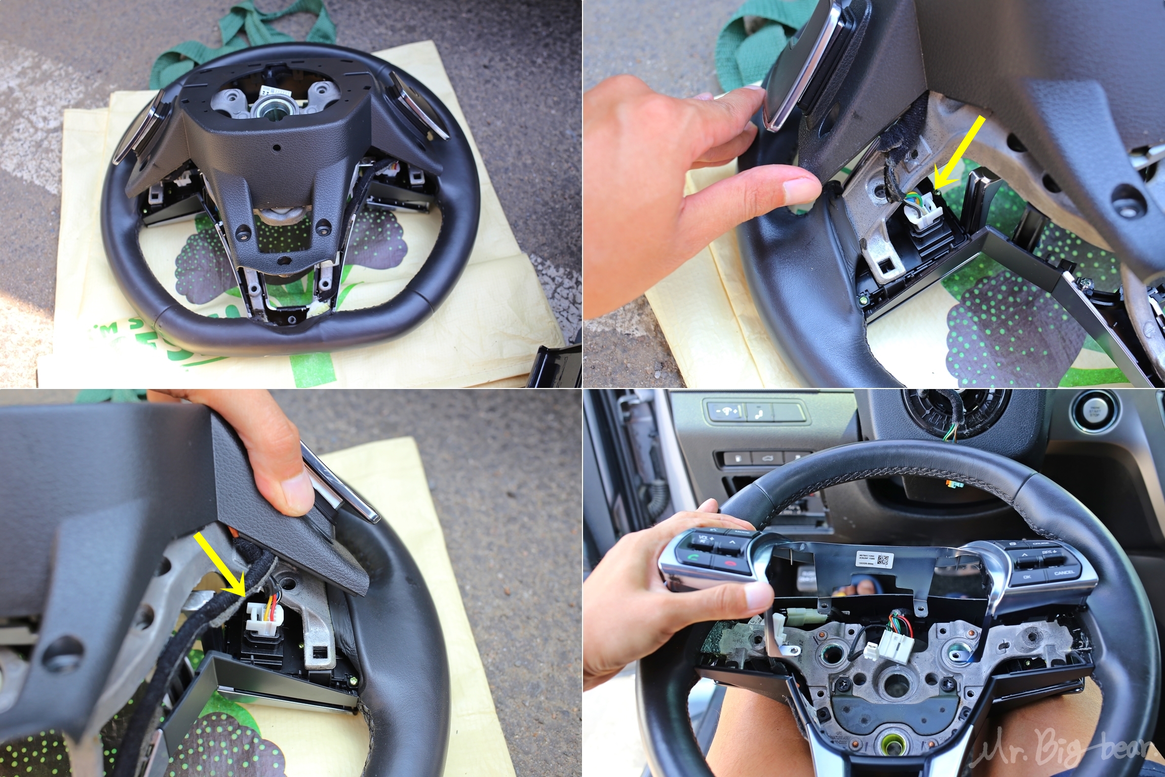 LF 쏘나타 스티어링휠 내부 커넥터 탈거