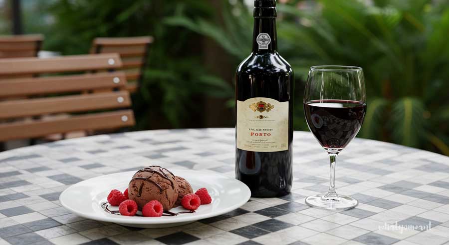 초콜릿 아이스크림과 포트 와인의 조합