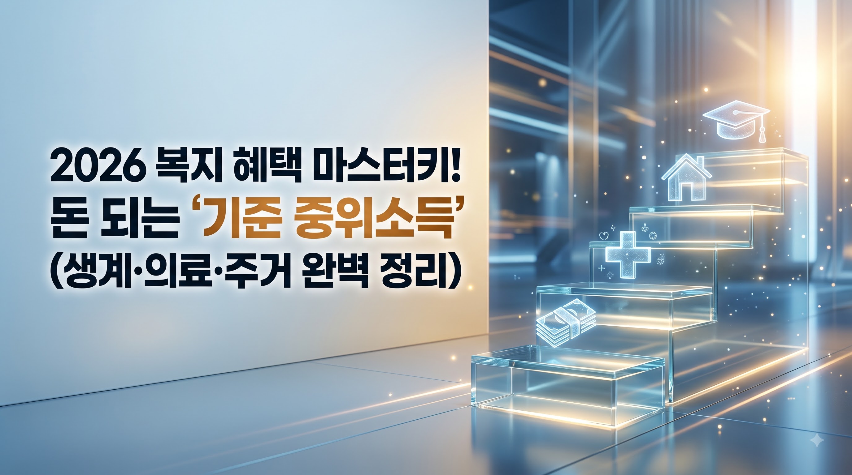 2026 복지 혜택 마스터키! 돈 되는 '기준 중위소득' (생계·의료·주거 완벽 정리)