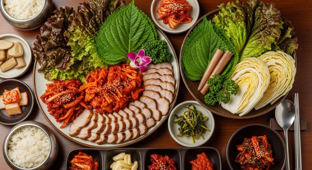 고기쌈밥정식 음식 사진