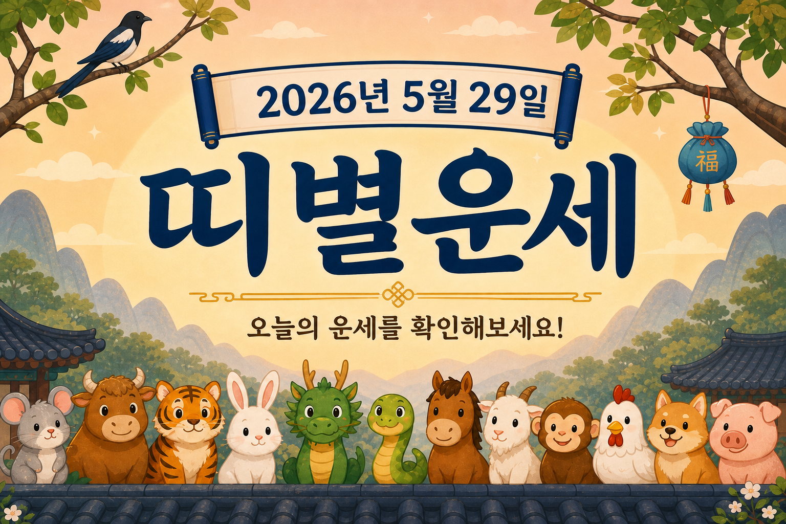 2026년 5월 29일 띠별운세 무료 보기 만세력 2D 이미지
