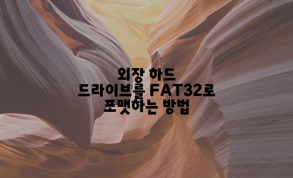 외장 하드 드라이브를 FAT32로 포맷하는 방법