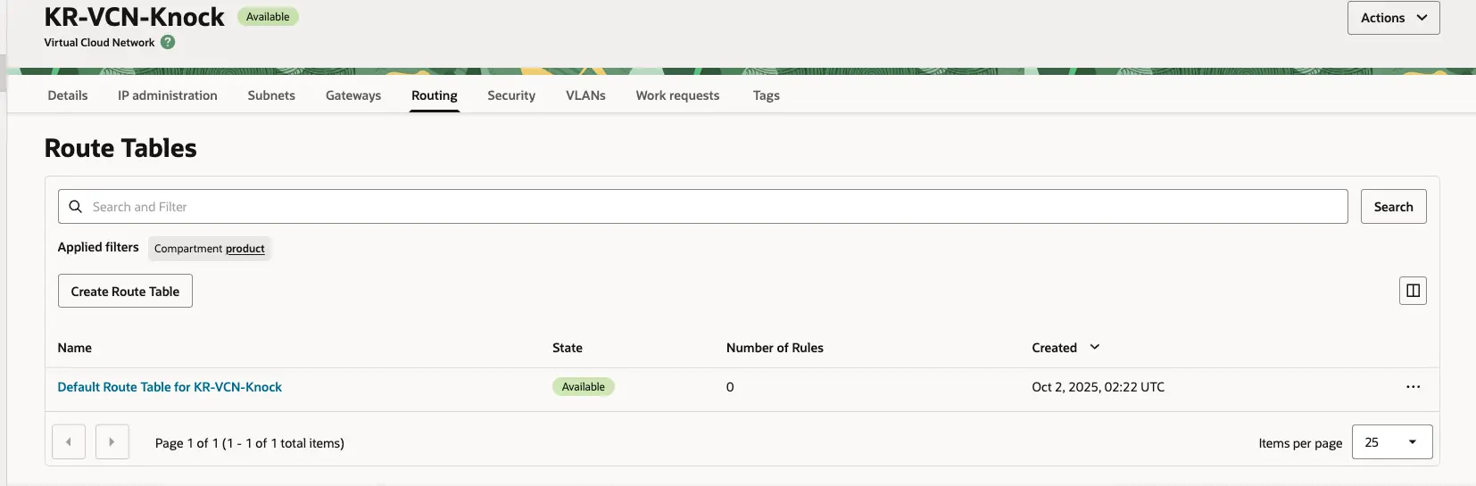 오라클 클라우드 - VCN - Routing