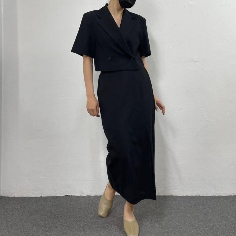 세트가능 여름 린넨 투피스 반팔자켓 스커트세트
