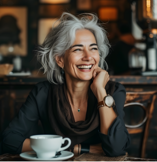 커피를 먹는 여성