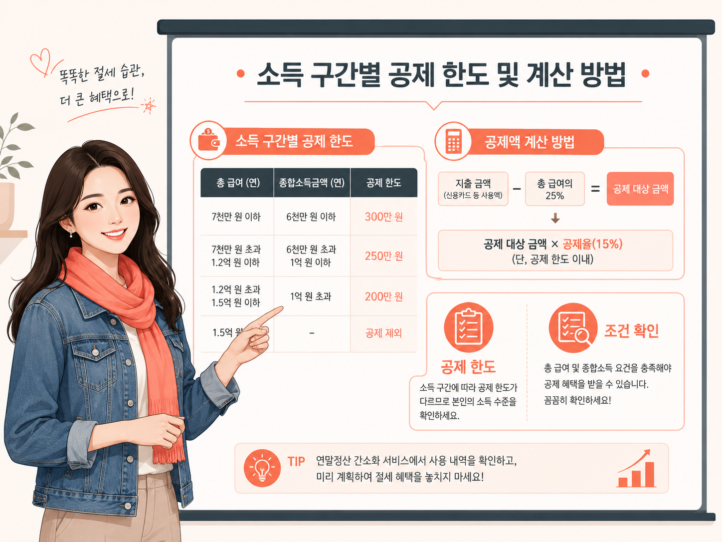 투자 금액 구간에 따른 소득공제 환급액 계산 방법 안내 차트