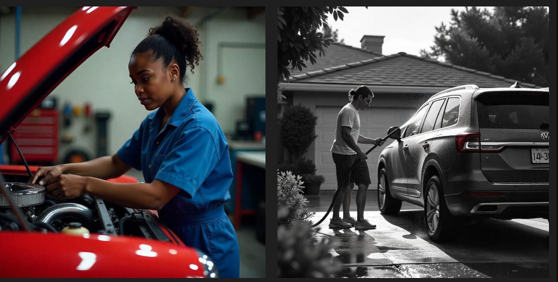 자동차 유지하는 사진 (정비,세차)