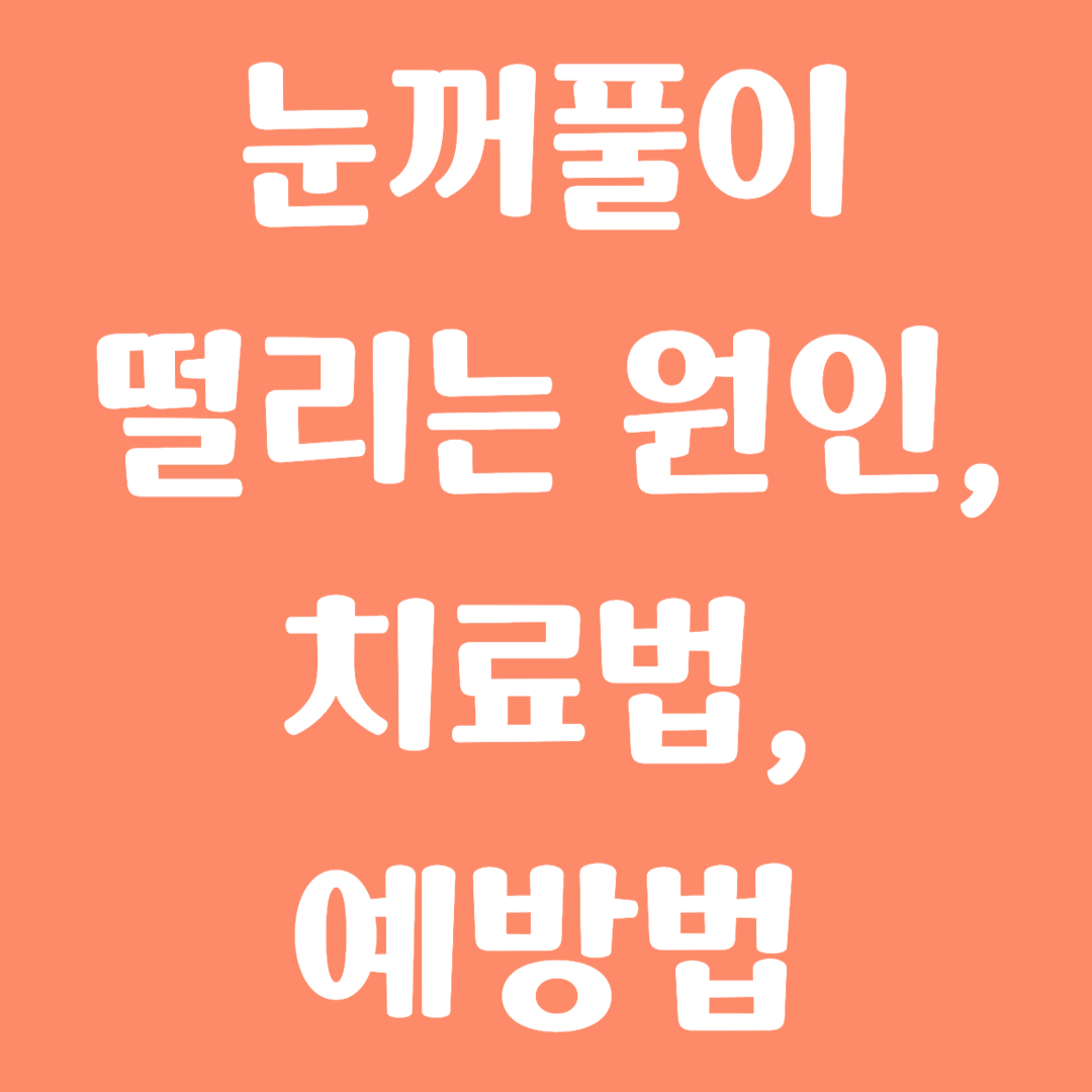 눈꺼풀이 떨리는 원인, 치료방법, 예방법