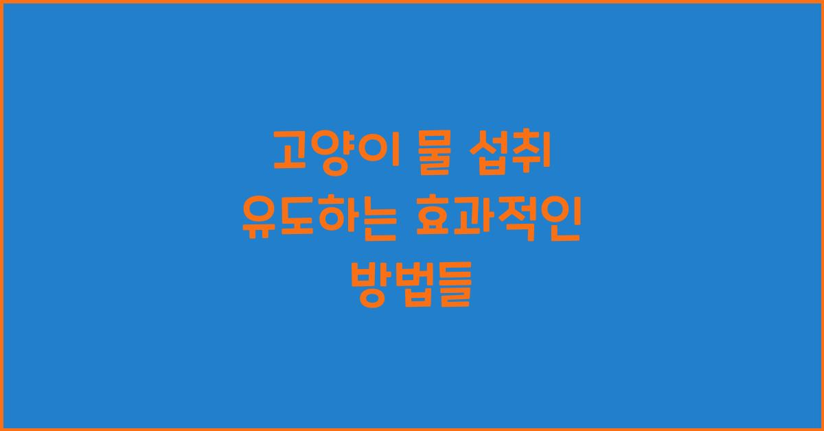 고양이 물 섭취 유도