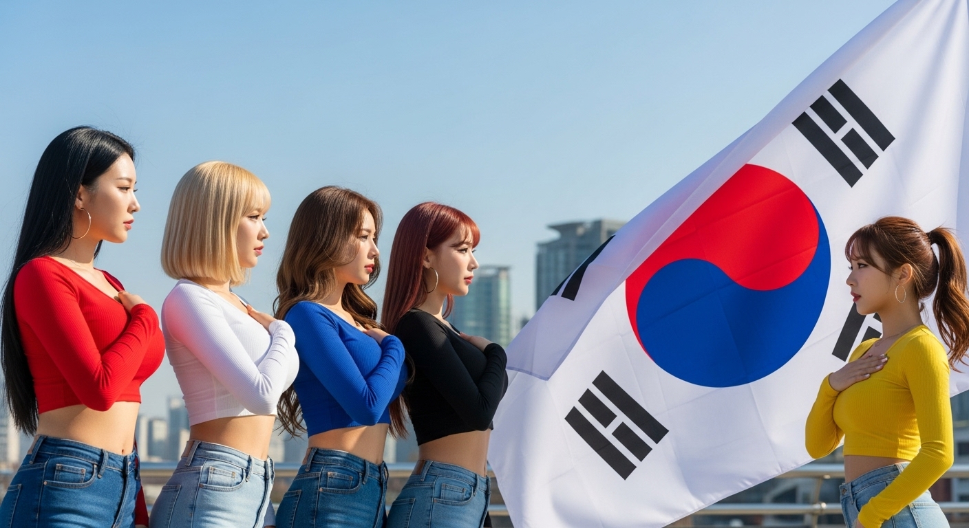 국기에 대한 경례를 하는 여자들