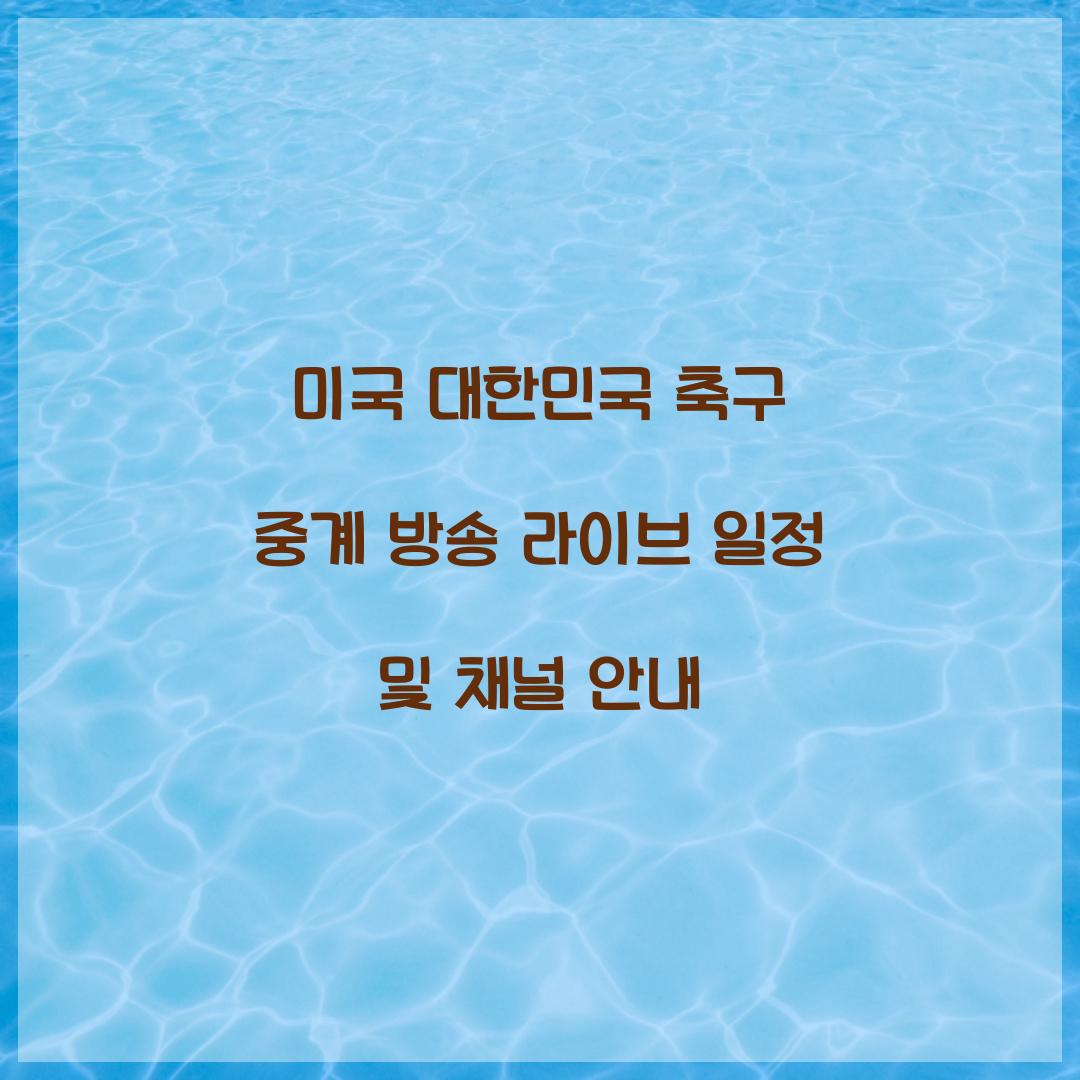 미국 대한민국 축구 중계 방송