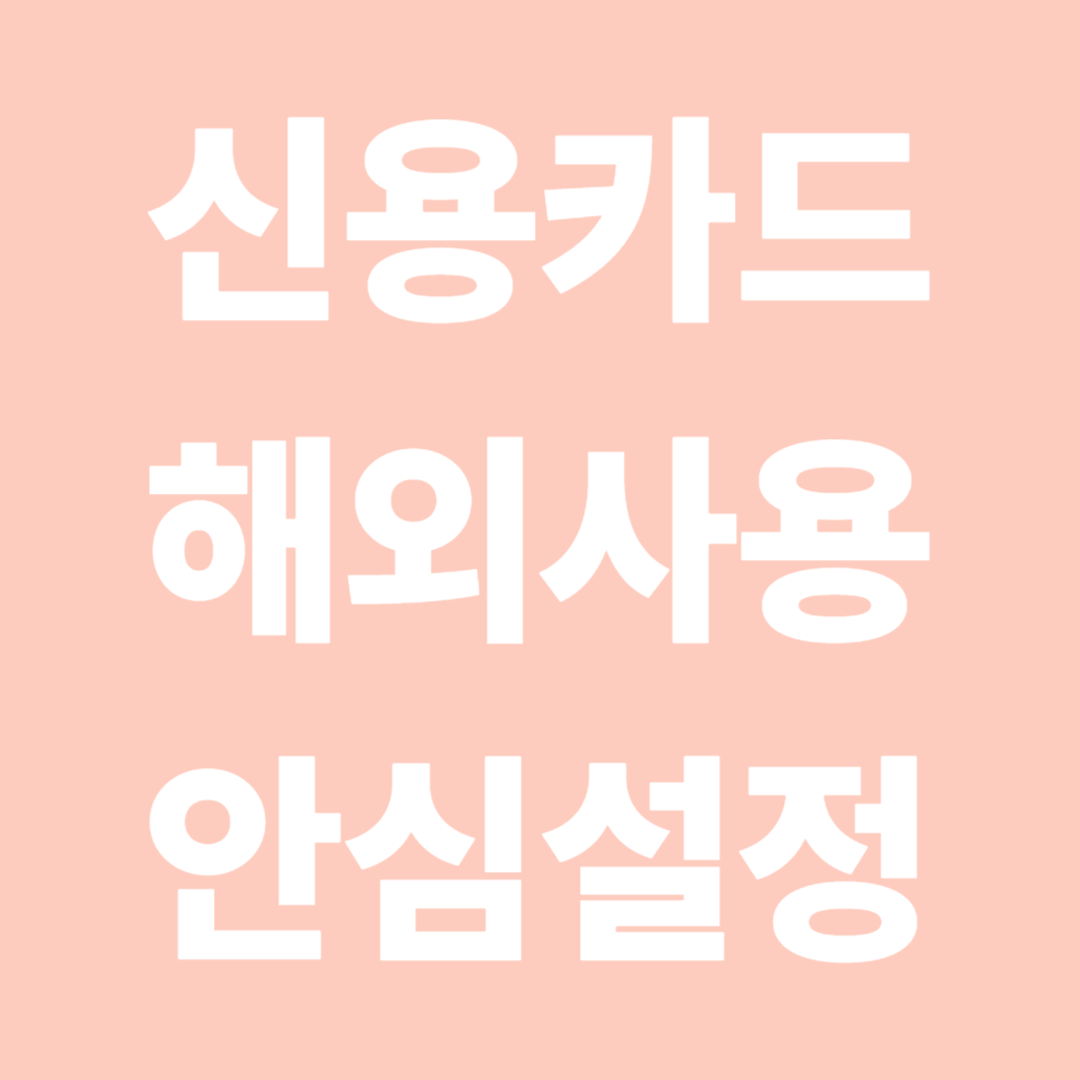 신용카드 해외사용 안심설정