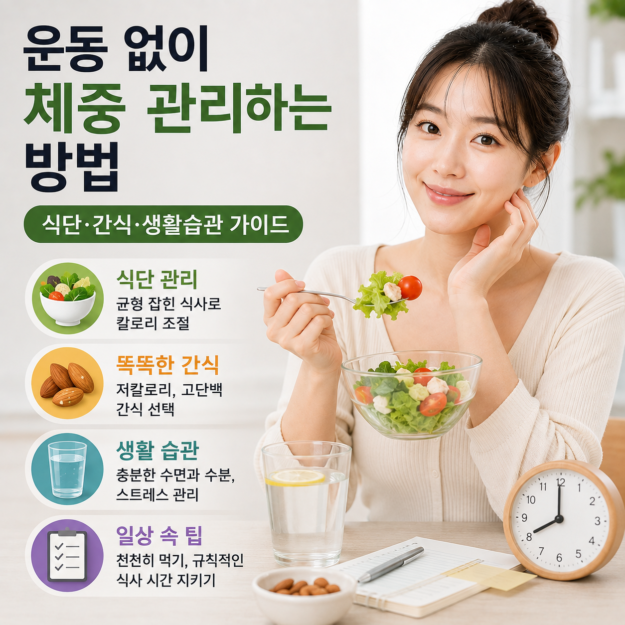 운동 없이 체중 관리하는 방법