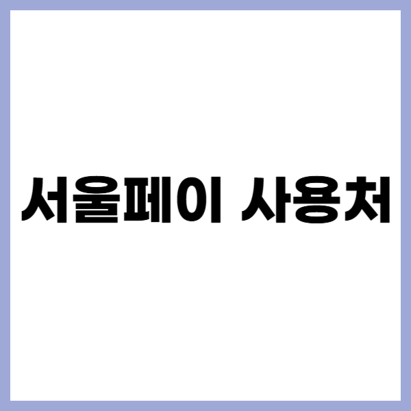 서울페이 사용처