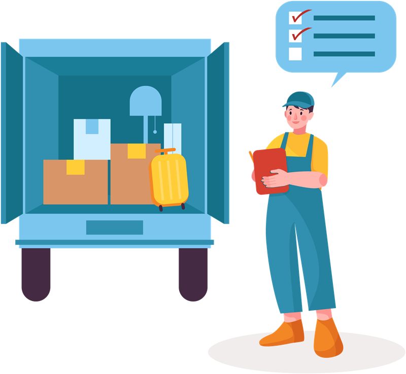 이사-확인-짐-탑차-직원-체크리스트-확인중