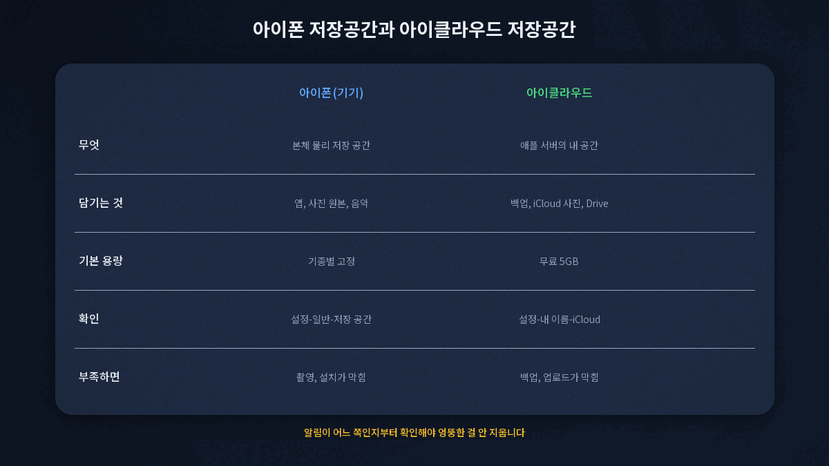 아이폰 저장공간과 아이클라우드 저장공간 차이 비교