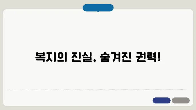 복지정일 정쳨 논쟁, 정책 이면에 숨겨진 진실