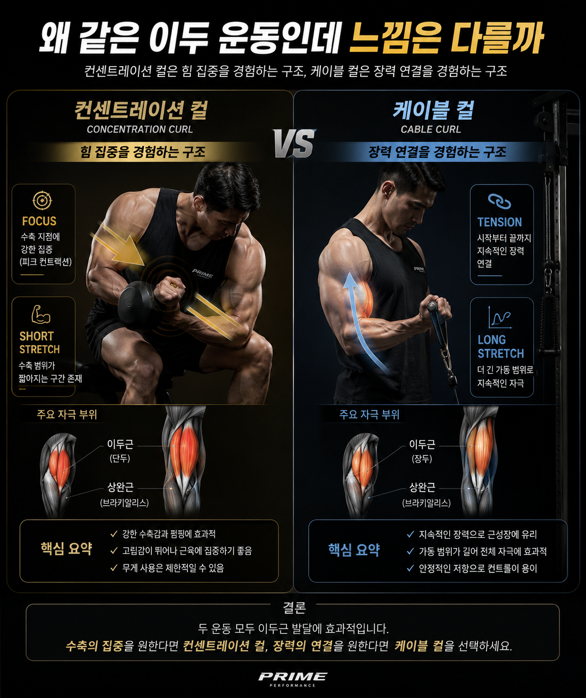 왜 같은 이두 운동인데 느낌은 다를까