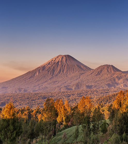 세메루 화산의 전경 사진