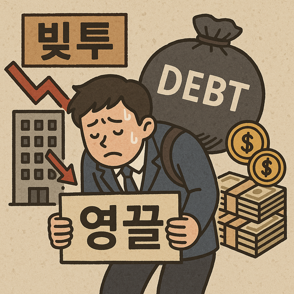 빚투, 영끌로 힘들어 하는 젊은이 이미지