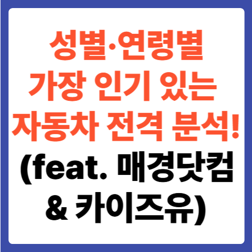 성별·연령별 가장 인기 있는 자동차 전격 분석!(feat. 매경닷컴 & 카이즈유)