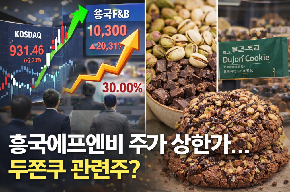 흥국에프엔비 상한가 이유, 두쫀쿠 관련주 맞나요?