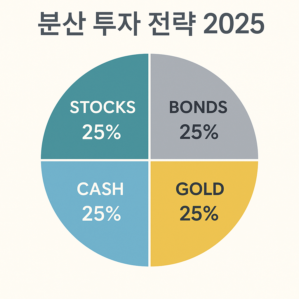 분산 투자 전략 2025 주식 채권 금 현금 비율 인포그래픽