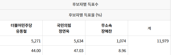 부산 수영구 개표 현황, 부산 개표 현황