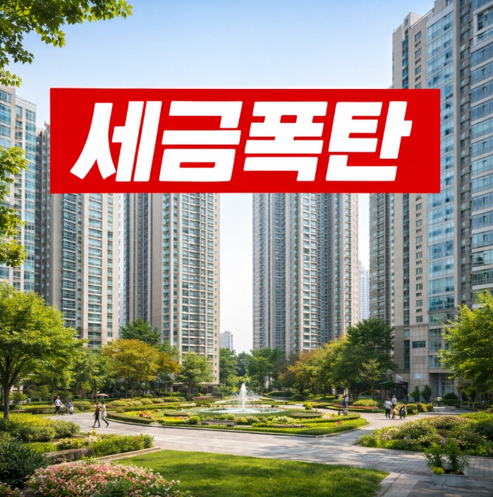 다주택자 양도소득세 중과 유예 종료 이후 세금폭탄을 상징하는 아파트 단지 전경