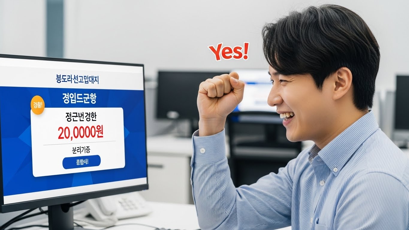 성공적으로 연말정산을 마치고 예상 환급금을 확인하며 기뻐하는 한국 직장인의 모습