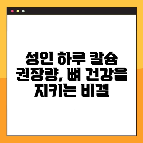 성인 하루 칼슘 권장량, 뼈 건강을 지키는 비결