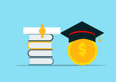 2025 국가장학금 신청기간 신청대상 및 방법과 관련한 국가장학금을 표현한 학사모와 책, 돈 그림