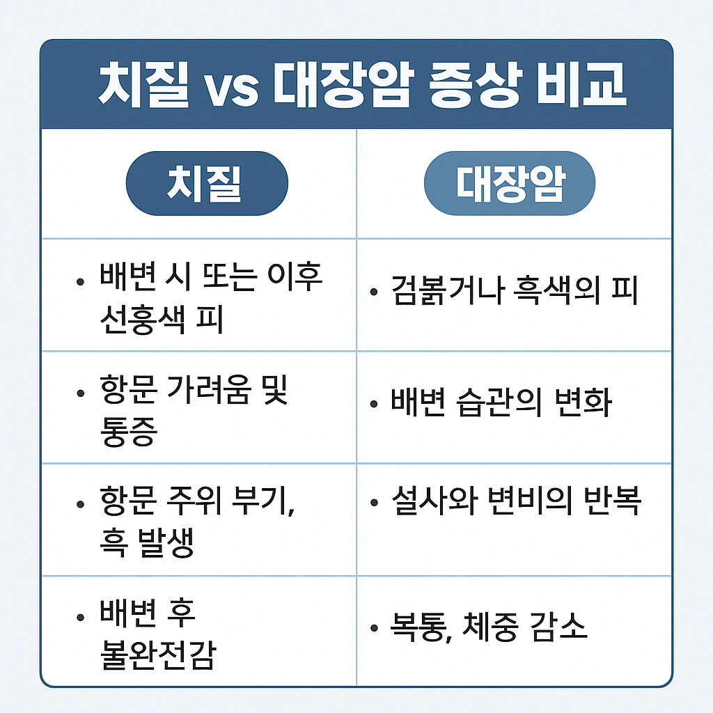 치질 vs 대장암 증상 비교