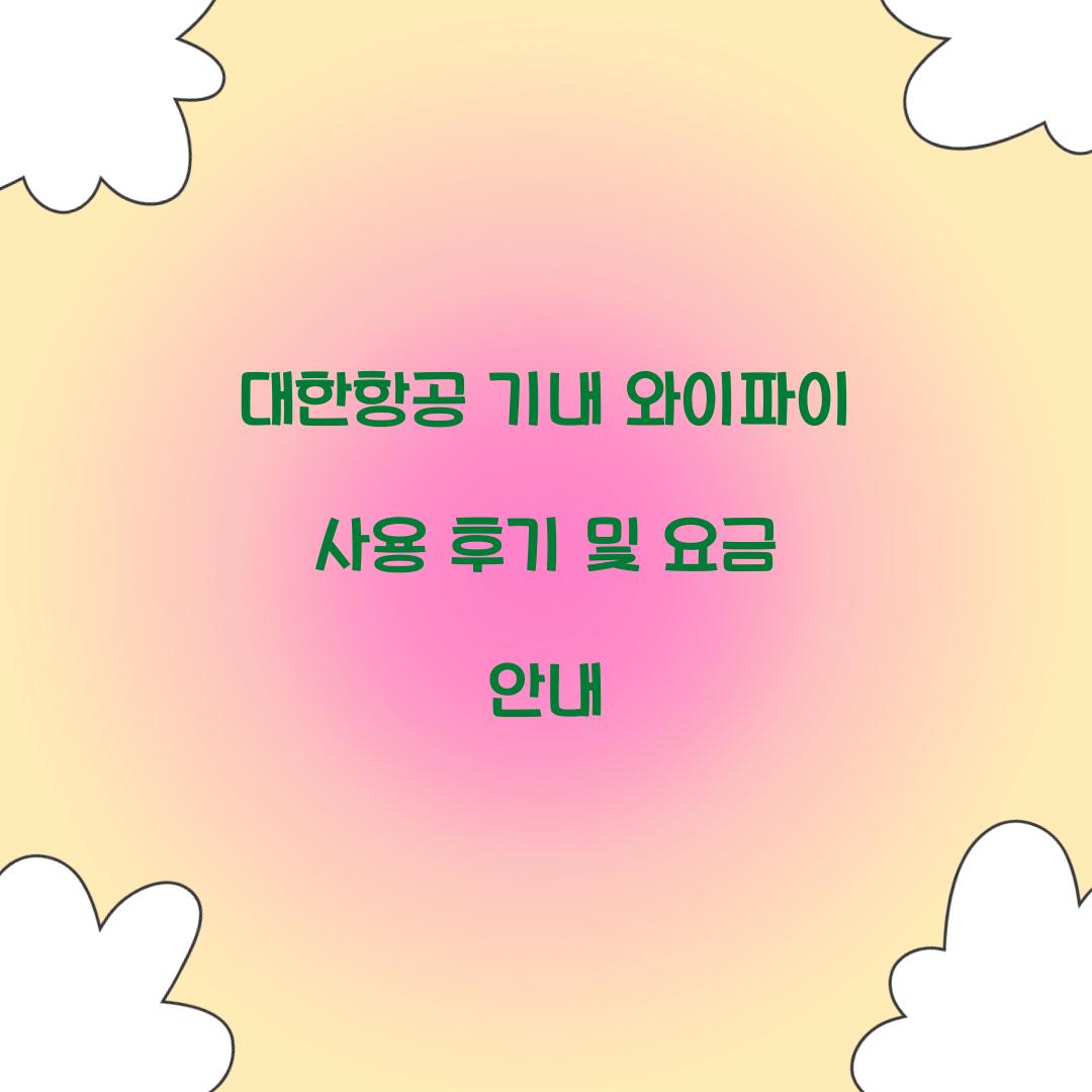 대한항공 기내 와이파이