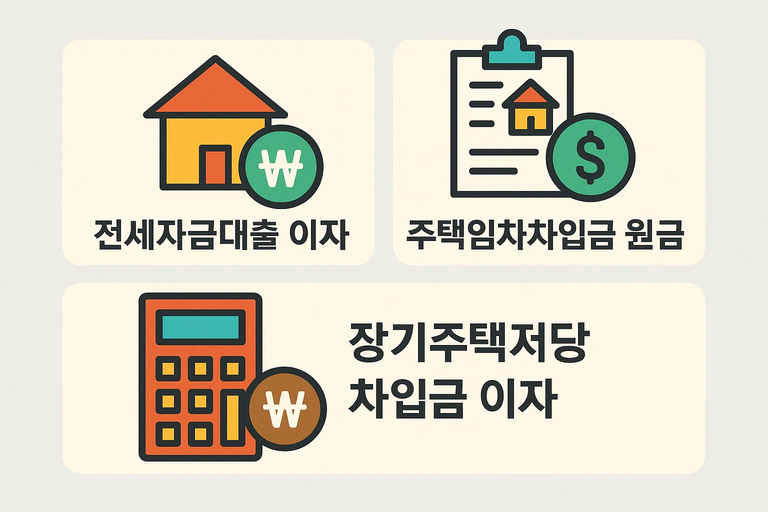 주택자금 소득공제를 받기 위해 반드시 충족해야 하는 주요 요건을 사례 중심으로 쉽게 이해할 수 있도록 구성한 정보 이미지입니다