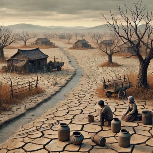 가뭄과 황폐해진 마을