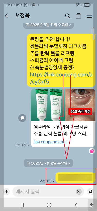 카톡 스포방지 모자이크 기능