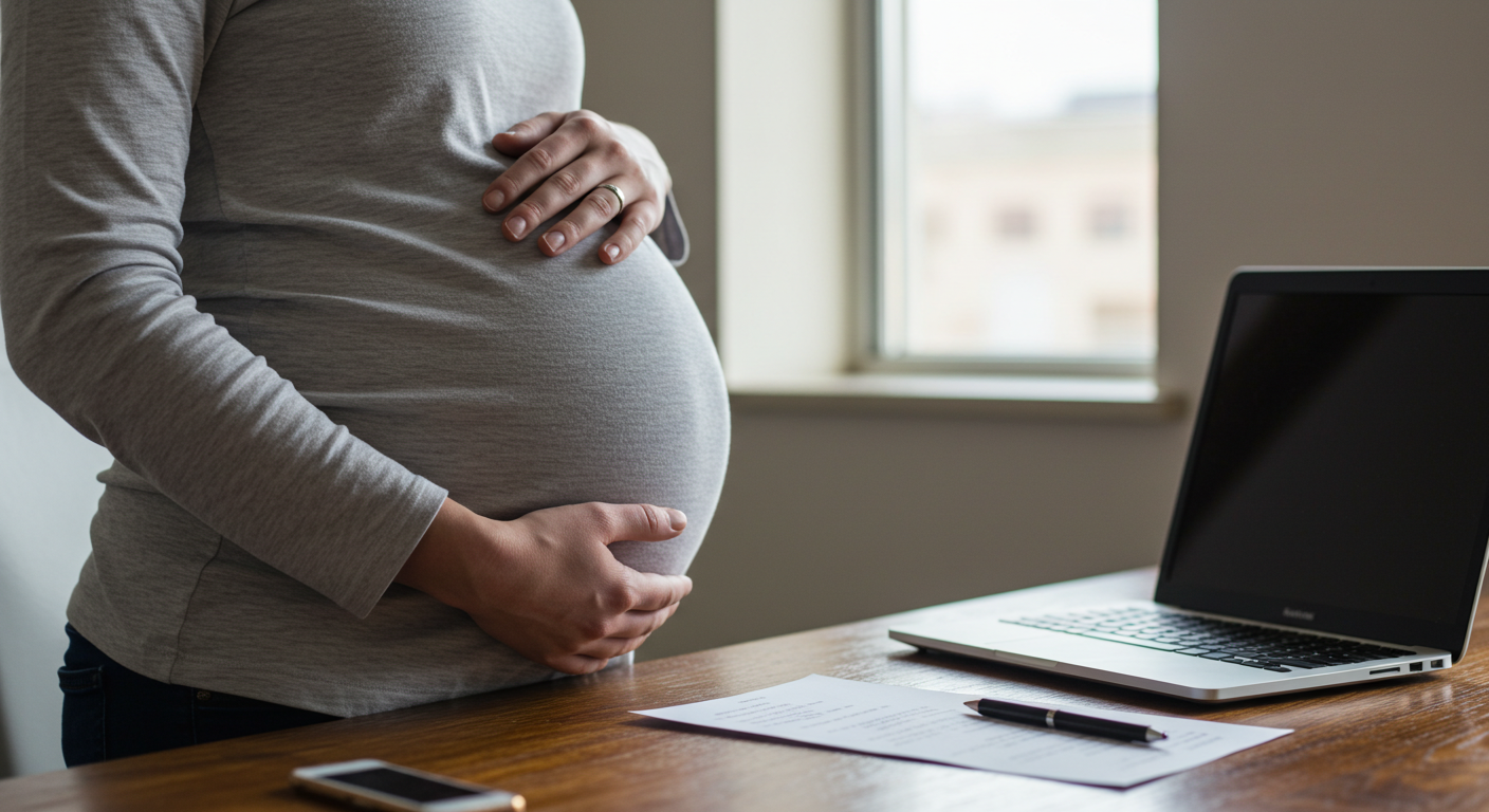컴퓨터 앞 임산부