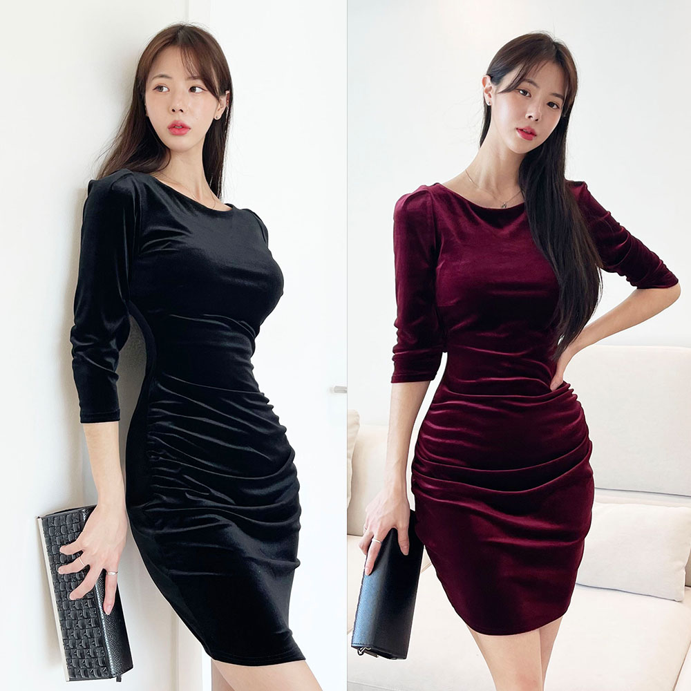 벨벳 홀복 미니원피스 섹시원피스 파티룩 클럽의상