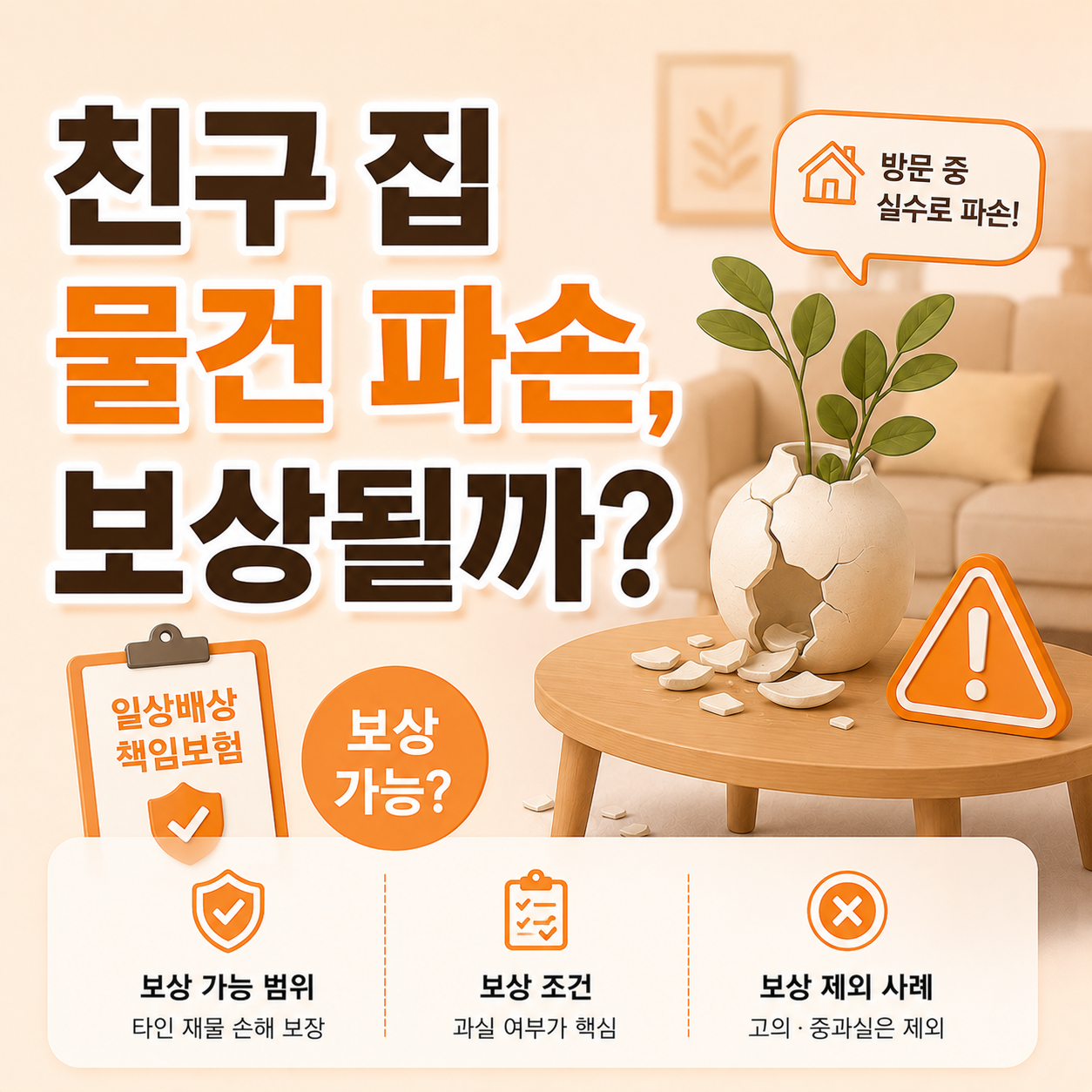 친구 집 방문 중 실수로 물건을 파손한 상황