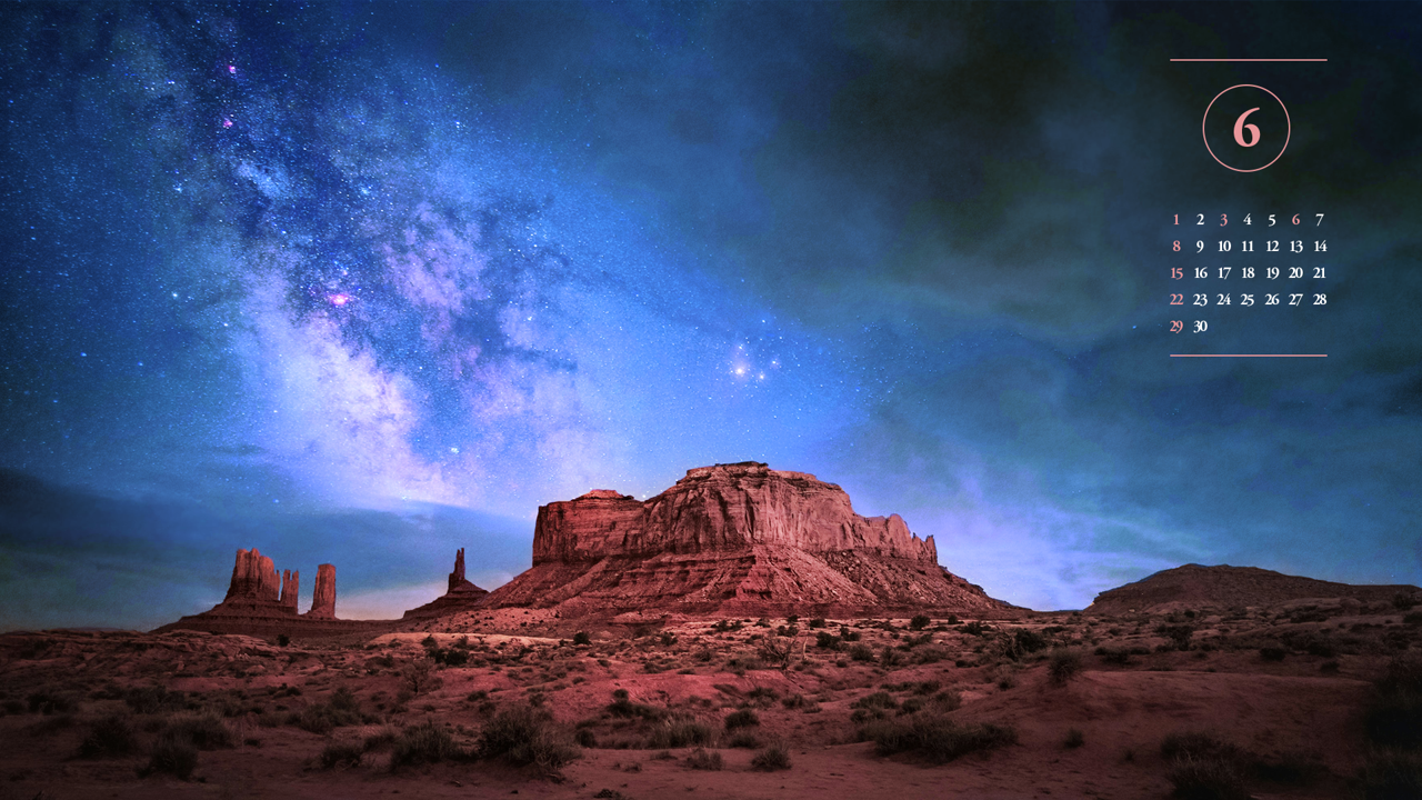 12 모뉴먼트 밸리와 은하수 A - 2025년6월 노트북배경화면