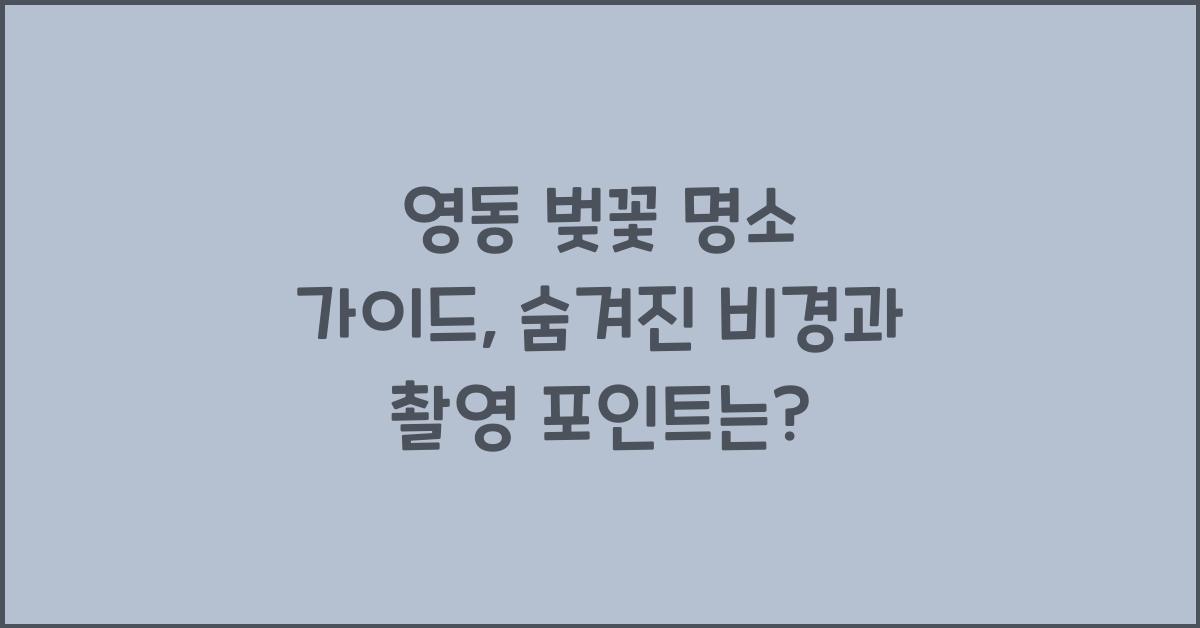 영동 벚꽃 명소