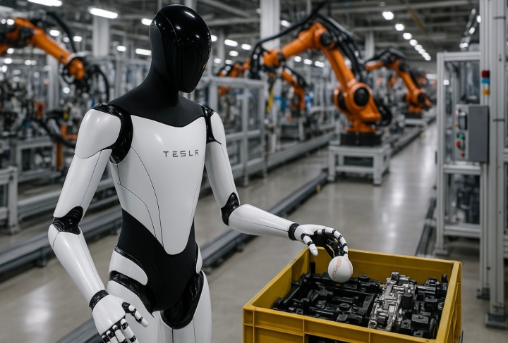 스마트공장에서 일하고 있는 옵티머스 모습