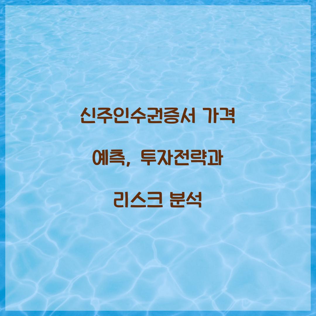 신주인수권증서 가격 예측