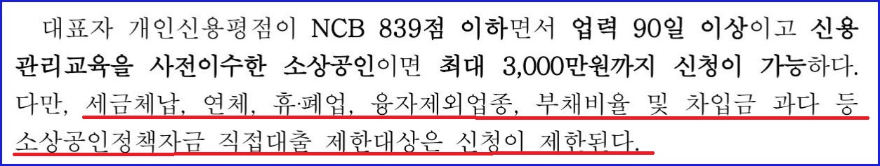 저신용 소상공인 자금-지원 제한대상
