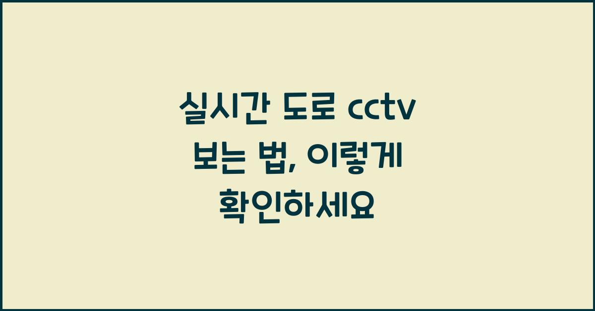실시간 도로 cctv 보는 법