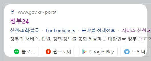 포털사이트에서-정부24-검색한화면