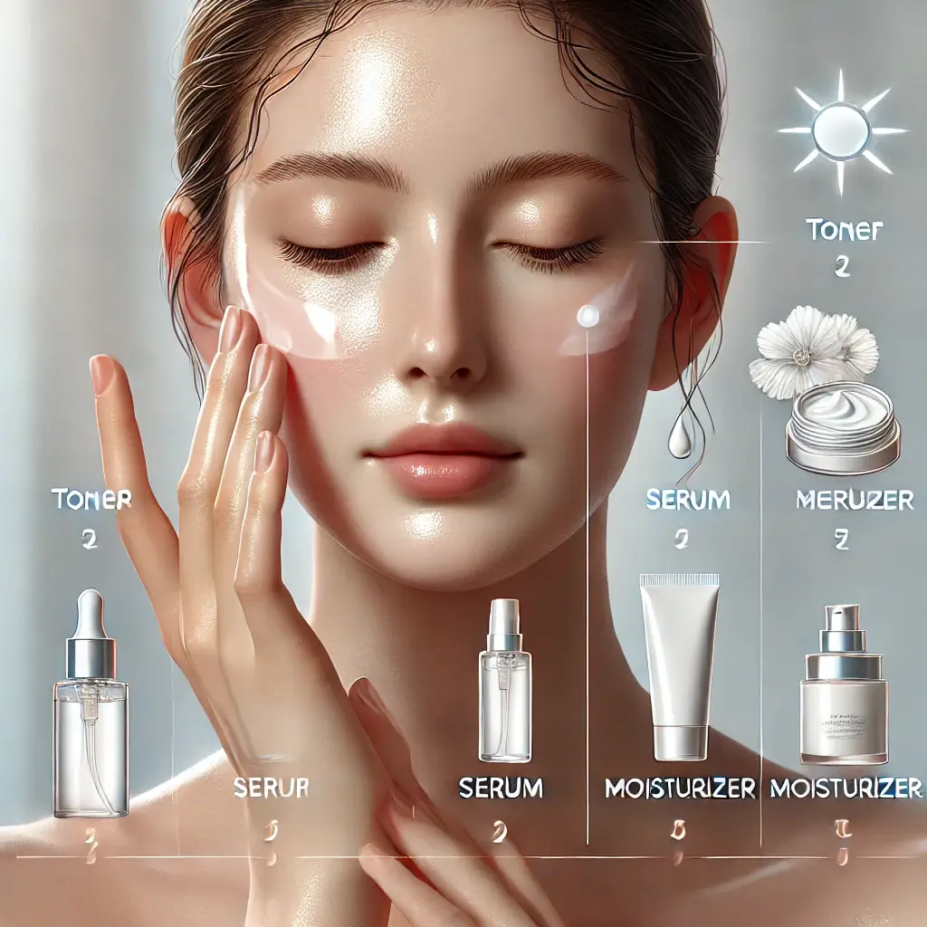 올바른-스킨케어-순서를-따라-제품을-바르는-모습