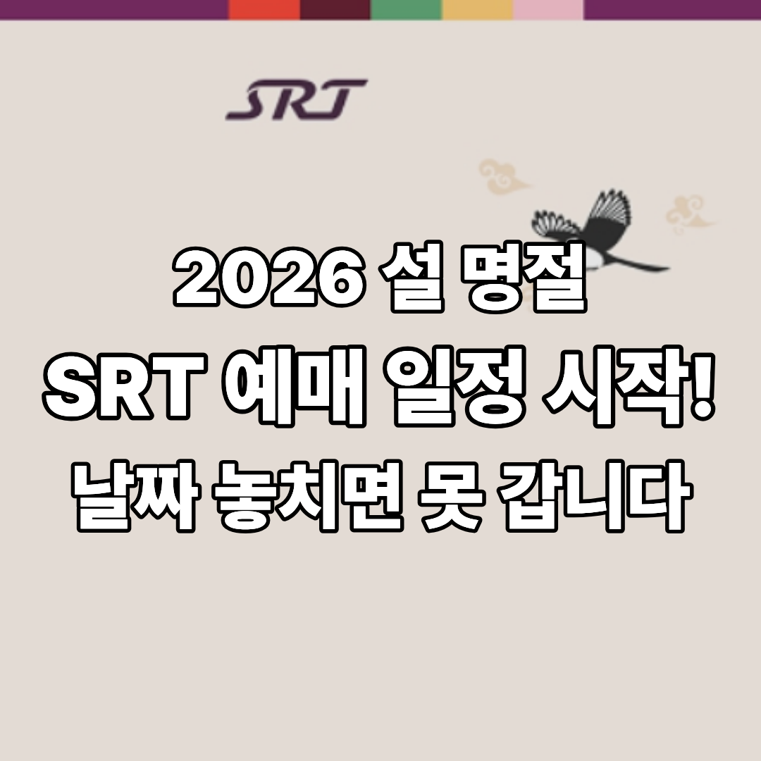 명절 SRT 승차권 2026년 예매 일정 총정리 (예매 성공 꿀팁)