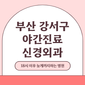부산 강서구 야간진료 신경외과 병원 (18시 이후 늦게까지하는 병원)